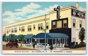 ST PETERSBURG,  FL Florida ~ ESSEX HOUSE c1930s Car Deco Era Linen Postcard