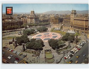 Postcard Catalonia square, Barcelona, Spain