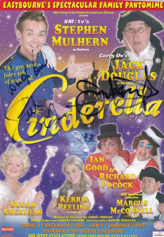 Jack Douglas Carry On Films Cinderella Hand Signed Theatre Flyer