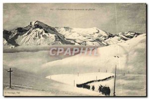 Old Postcard Militaria Alpine Hunters crossing a glacier