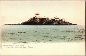 Egg Rock Light off Lynn Shore, Lynn MA Undivided Back Vintage Postcard R35