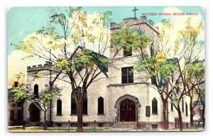 Methodist Church Abilene Kansas c1912 Postcard