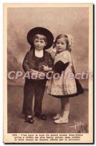 Postcard Old watch chain torque children Breton