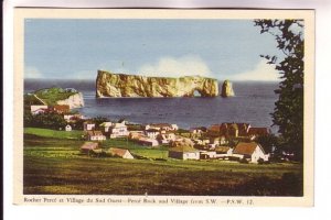 Perce Rock and Village from SW,  Quebec,