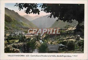 Postcard Modern Valls of Andorra Contrallum of Andorra la Vella desde Engordany