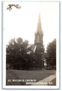 1947 St. Maurice Church Morrisonville Decatur Illinois IL RPPC Photo Postcard