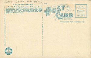 Kaufman Teich 1920s US Battleship Military Arkansas Postcard 20-4493