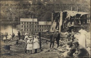 Winsted CT Fire Burning Odd Fellows Bldg 1908 Real Photo Postcard