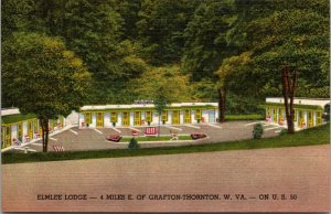 Linen Postcard Elmlee Lodge on U.S. 50 in Grafton-Thornton, West Virginia
