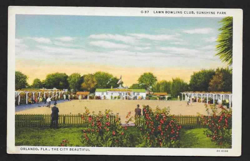 Lawn Bowling Club Sunshine Park Orlando FL Unused c1932