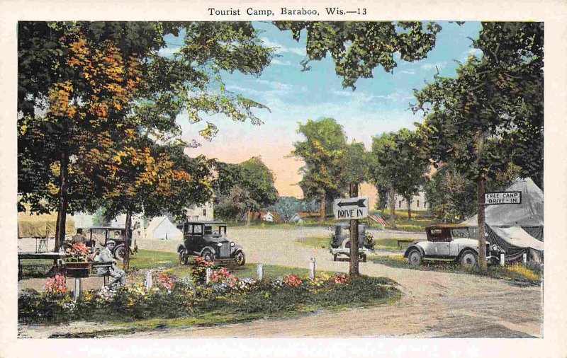 Tourist Camp Cars Baraboo Wisconsin 1920s postcard