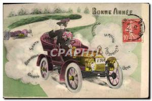 Postcard Old Woman Automotive