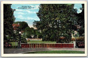 Vtg Birmingham Alabama AL Rhodes Park 1920s View Old Postcard