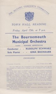 Mayor of Reading Dorset Bournemouth Orchestra Berkshire Theatre Old Programme