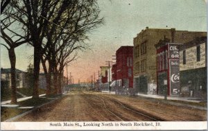 Postcard IL Rockford -  South Main Looking North in South Rockford