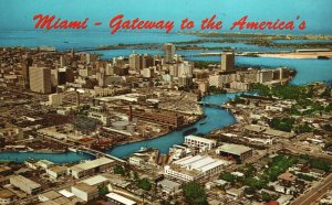 Miami Gateway to the America's Magic City Biscayne Bay Florida Vintage Postcard