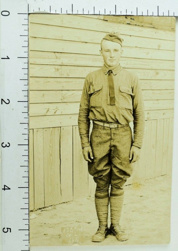 Circa 1910-15, RPPC US Army Soldier 135th Infantry, Co L 686 Photo Postcard P34 