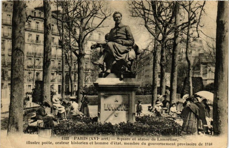 CPA PARIS 16e Square et statue de Lamartine F. Fleury (379464)