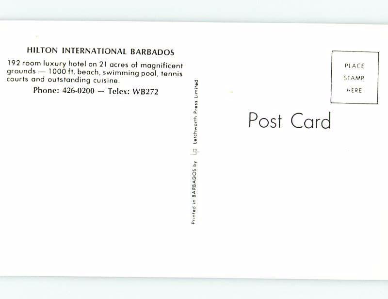 Unused Pre-1980 HILLTON HOTEL Bridgetown Barbados F6207@