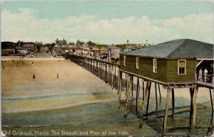 Old Orchard Maine The Beach and Pier Low Tide ME Unused Postcard H27