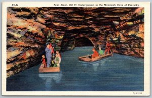 Newport Kentucky 1940 Postcard Echo River Boats Underground Mammoth Cave