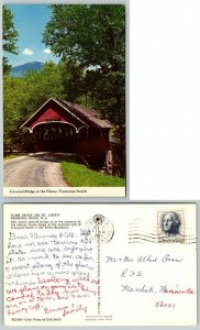 1969 Covered Bridge at The Flume Gorge Franconia Notch NH New Hampshire Vintage