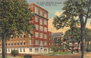 CEDAR RAPIDS, IA Iowa  ST LUKE'S METHODIST HOSPITAL 1954 Curteich Linen Postcard