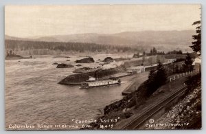 Cascade Locks Columbia River Highway Oregon RPPC Real Photo Postcard Y25