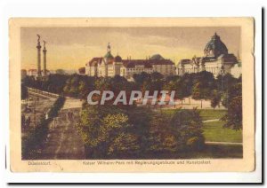 Dusseldorf Old Postcard Kaiser Wilhelm Park und mit Regierungsgebaude Kunstpa...