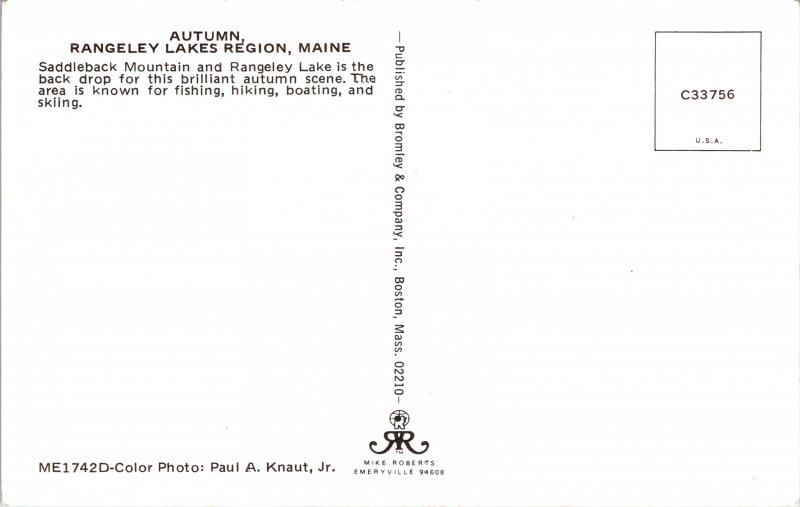 Postcard ME Saddleback Mountain Autumn Foliage Rangeley Lakes