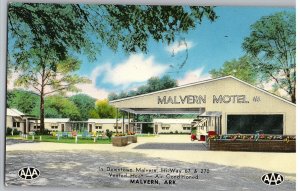 Malvern Motel Vintage Motor Court Hotel Malvern Arkansas Postcard 1961