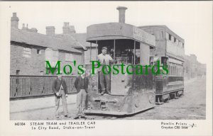 Staffordshire Postcard - Stoke-On-Trent, Steam Tram and Trailer Car  RS32561