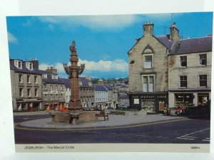 The Mercat Cafe and High Street Jedburgh Market Cross Vintage Postcard