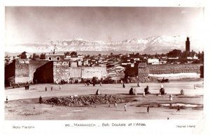 Bab Doukala et l Atlas Marrakech Morocco Black And White Postcard