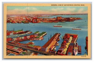 Vintage 1940s Linen Postcard General View Waterfront Boston Massachusetts