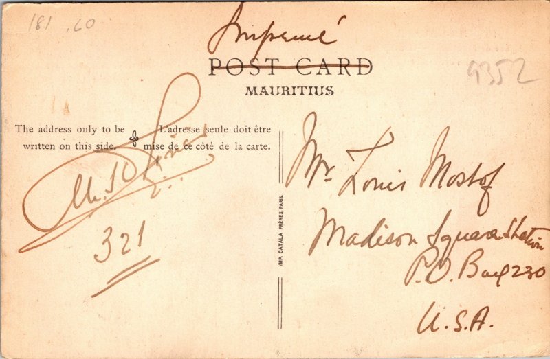 Mauritius Ile Maurice Postcard used 1929  Awesome