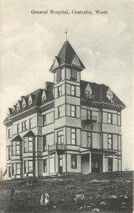 c1907 Postcard; General Hospital, Centralia WA Lewis County Unposted Wheelock