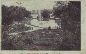 DAYTON, Ohio, 1900-1910s; View Of Gardens And Lake, Soldiers' Home