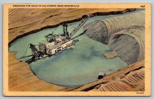 Vintage California Postcard - Dredging For Gold Near Marysville - Camp Beale