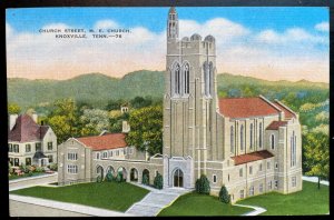 Vintage Postcard 1930-1945 Church Street, M.E. Church, Knoxville, Tennessee