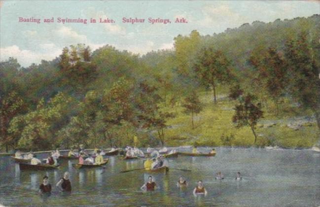 Arkansas Sulphur Springs Boating and Swimming In The Lake 1910