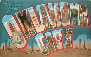 Large Letters multi View Oklahoma City Mid Continent 1940s Postcard 20-10573