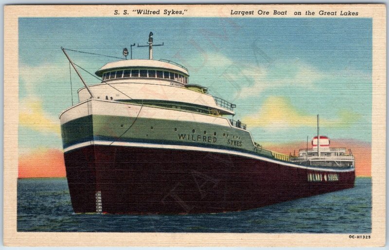 1950 Indiana Harbor IN Lake Superior SS Wilfred Sykes Freight Ship PC Teich A207