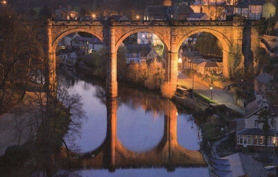 Knaresborough Reservoir Viaduct At Night Illuminations Yorkshire Postcard