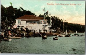 Regatta Boats North-West Arm, Halifax Nova Scotia Vintage Postcard B32 