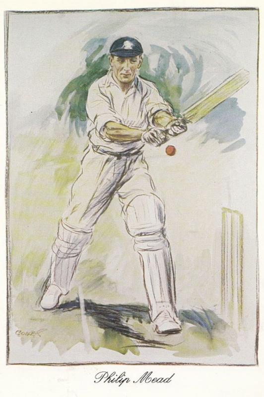 Charles Philip Mead Hampshire Cricket Artist Painting Victory History Postcard