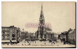 Old Postcard Tourcoing Place De La Republique And I & # 39Eglise Saint Christ...