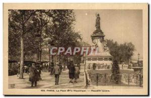 Old Postcard Paris Place de la Republique