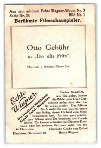 Otto Gebuhr, Der Alte Fritz, Famous Actors Echte Wagner German Trade Card *VT31X