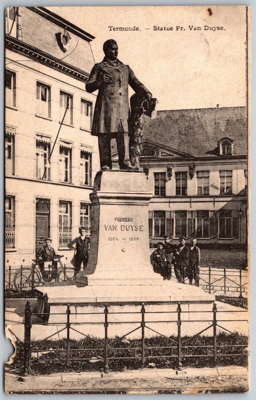 Vtg Termonde Statue Prudens Van Duyse Dendermonde Belgium 1910s Postcard